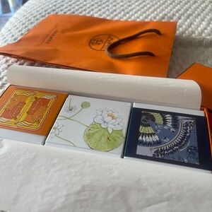 Hermes Luxury Bath Accessories Set - Orange, White, Blue